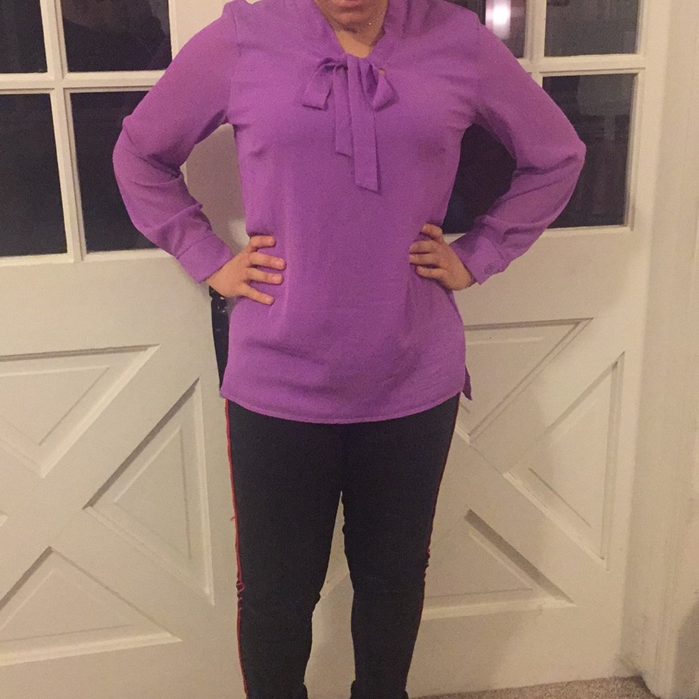 Lavender blouse with tie
